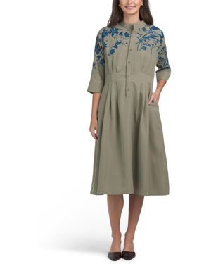 TJ Maxx Printed Midi Dress For Cotton/Polyester - Green