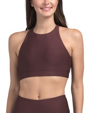 TJ Maxx Shine High Neck Bra Top, Spandex/Polyester - Purple