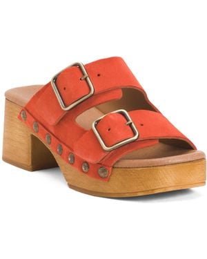 TJ Maxx Suede Austin Sandals For Leather/Suede - Orange