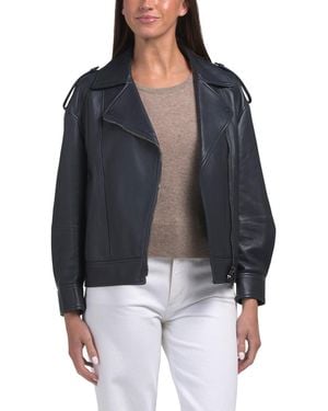 TJ Maxx Leather Outerwear Jacket, Cotton/Leather - Black