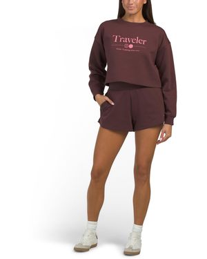 TJ Maxx Graphic Sweatshirt And Shorts Lounge Set, Spandex/Cotton/Polyester - Red