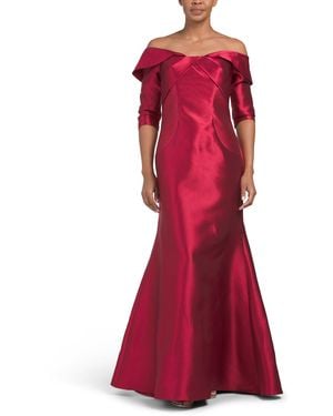 TJ Maxx Three-Quarter Sleeve Mikado Gown For Polyester - Red