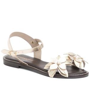 TJ Maxx Leather Flower Sandals For - Metallic