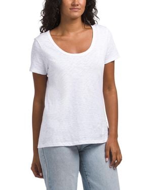 TJ Maxx Short Sleeve Scoop Neck T-Shirt For Cotton - White