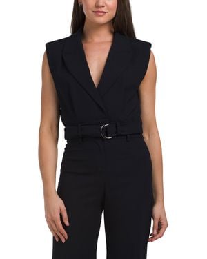 TJ Maxx Sleeveless Notch Collar Top For Polyester/Viscose - Black