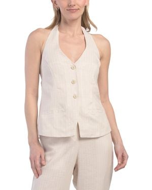 TJ Maxx Linen Blend Lena Vest Top For Cotton/Polyester/Linen - Natural