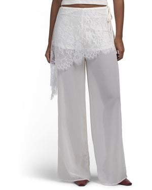 TJ Maxx Sheer Wide Leg Pants With Lace Wrap For Polyester - Gray