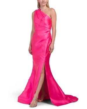 TJ Maxx One Shoulder Mikado Gown With Slit For Polyester - Pink