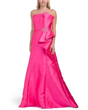 TJ Maxx Strapless Cascading Ruffle Mikado Gown For Polyester - Pink