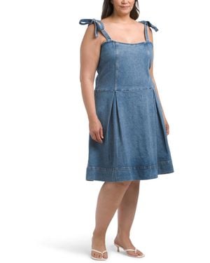 TJ Maxx Plus Memphis Denim Dress With Bow Detail For Spandex/Cotton - Blue