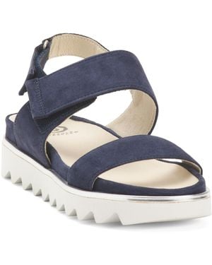 TJ Maxx Suede Angelis Wedge Sandals For Leather/Suede - Blue
