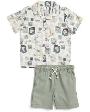 TJ Maxx Boys 2Pc Nautical Shirt And Twill Shorts Set, Spandex/Cotton - Gray