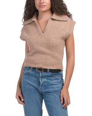 TJ Maxx Wool Blend Collar Vest, Nylon/Wool/Viscose - Blue