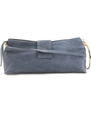 TJ Maxx Suede East West Clutch, Leather//Suede - Blue