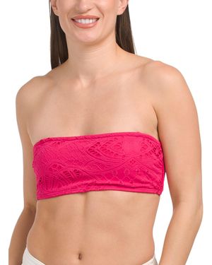 TJ Maxx Lace Eyelet Strapless Bandeau Swim Top For - Pink