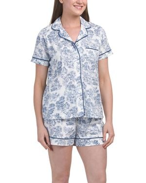 TJ Maxx 2Pc Be Natural Pajama Shorts Set For Cotton - Blue
