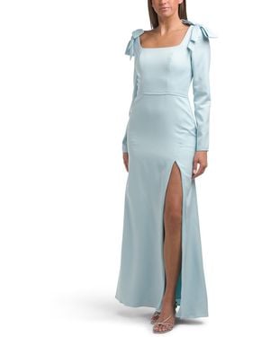 TJ Maxx Long Sleeve Gown With Slit For Polyester - Blue