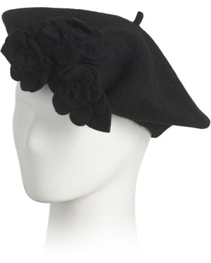 TJ Maxx Wool Blend Beret With Flowers For Nylon/Wool - Black