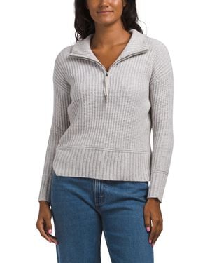 TJ Maxx Merino Wool Morgan Textured Half Zip Pull Over Sweater - Gray