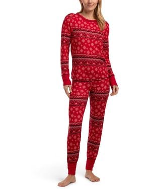 TJ Maxx 2Pc Fairaisle Fade Pajama Set For Spandex/Polyester - Red