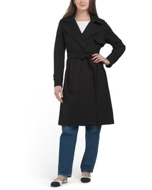 TJ Maxx Belted Trench Coat, Spandex/Polyester/Rayon - Black