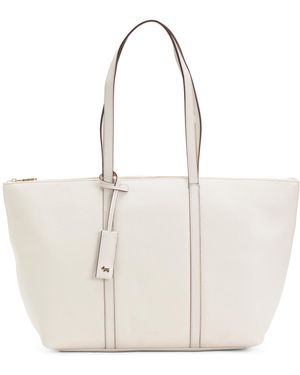TJ Maxx Leather Lynton Zip Top Tote, Leather - White