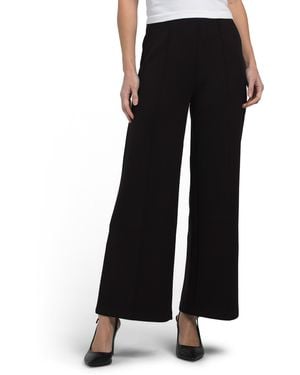 TJ Maxx Petite Pull On Scuba Knit Wide Leg Flare Pants For Polyester/Viscose - Black