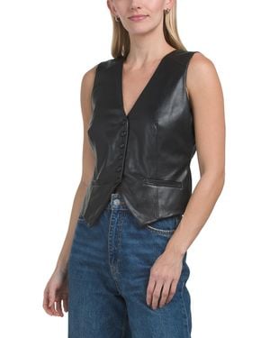 TJ Maxx Faux Leather Cropped Vest For Polyester/Leather - Blue