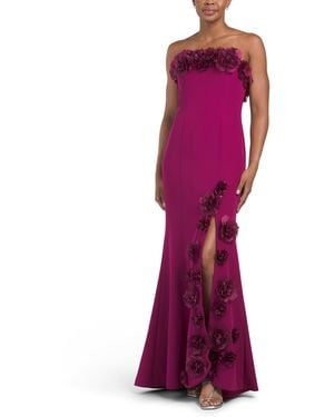 TJ Maxx Strapless 3D Embellished Gown With Slit For Polyester - Purple