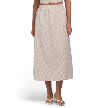 TJ Maxx Pull On Seersucker Elastic Back Flared Skirt For Cotton - Pink