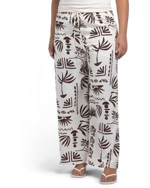 TJ Maxx Barn Oat Motif Printed Airflow Pants For Polyester - White