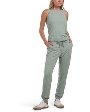 TJ Maxx 2Pc Cationic Jersey Tank Top And Slim Sweatpants With Pockets Set, Spandex/Polyester - Green