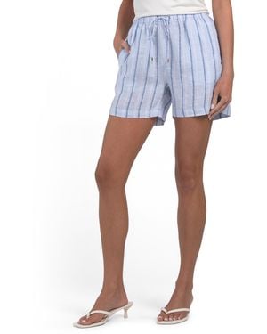 TJ Maxx Linen Thin Elastic Waist Dreamers Striped Shorts For - Blue