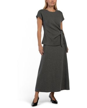 TJ Maxx 2Pc Crew Neck Knotted Top And Knit Skirt Set For Spandex/Polyester/Viscose - Black