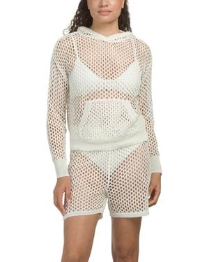 TJ Maxx 2Pc Crochet Hoodie And Shorts Cover-Up Set For Polyester - Natural