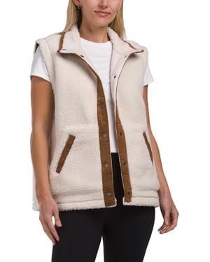 TJ Maxx Corduroy Placket Vest, Polyester - Natural