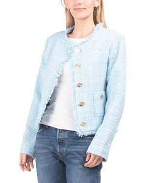 TJ Maxx Solid Textured 2 Pocket Blazer, Polyester/Acrylic/Wool - Blue