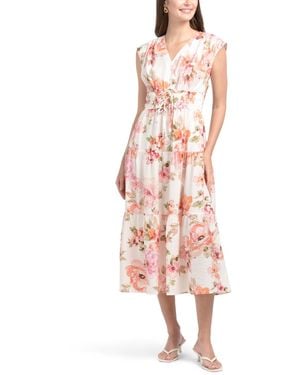 TJ Maxx Sleeveless 3 Bow Elastic Waist Maxi Dress For Nylon/Rayon - Pink