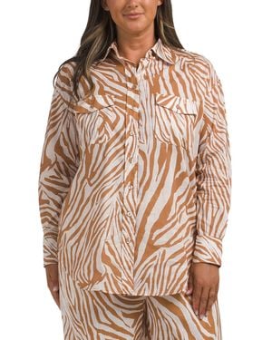 TJ Maxx Notae Long Sleeve Safari Shirt For Cotton - Natural