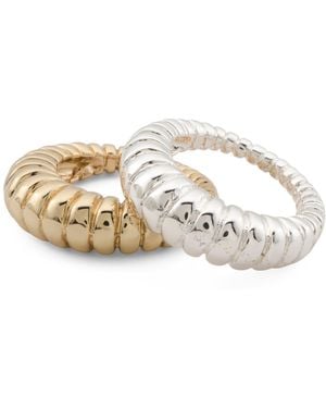 TJ Maxx 2Pc Ribbed Band Rings Set - White