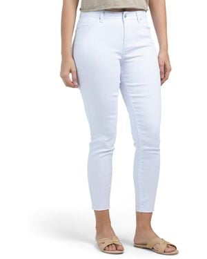 TJ Maxx High Waist Recycled Twill Ankle Pants With Frayed Hem For Spandex/Cotton/Polyester - Blue