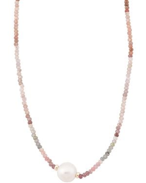 TJ Maxx 14Kt Multi Spinel And Freshwater Pearl Necklace - Natural