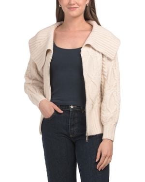 TJ Maxx Mitchell Zip Up Cropped Sweater, Nylon/Spandex/Acrylic - Blue