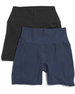 TJ Maxx 2Pk Bike Shorts Set, Spandex/Polyester - Blue