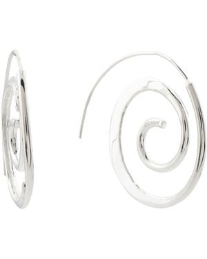TJ Maxx Sterling Plated Textured Swirl Hoop Earrings - Metallic