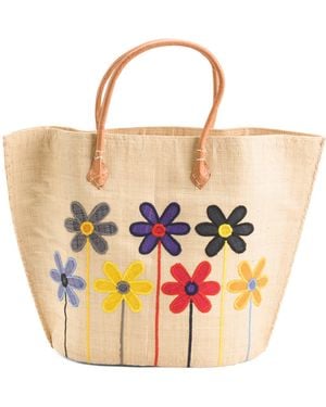 TJ Maxx Floral Structured Woven Bag For Leather - Natural