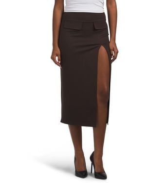 TJ Maxx Double Knit Slit Faux Pocket Skirt For Nylon/Spandex/Rayon - Black