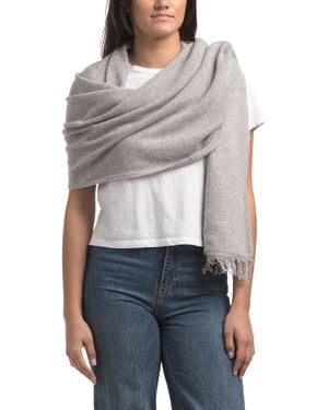 TJ Maxx Wool Blend Flat Jersey Wrap With Eyelash Fringes For Nylon/Wool/Rayon - Gray