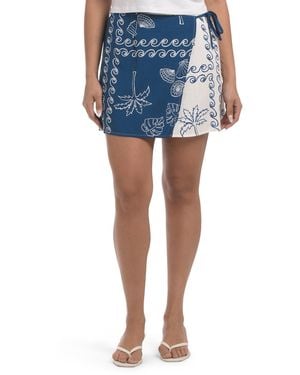 TJ Maxx Shell Palm Skirt For Linen/Rayon - Blue