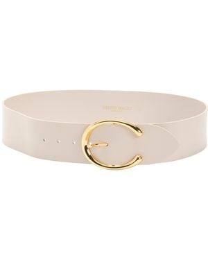TJ Maxx Leather Leather Michela Polished Belt With Sculptural Buckle For Leather - Natural
